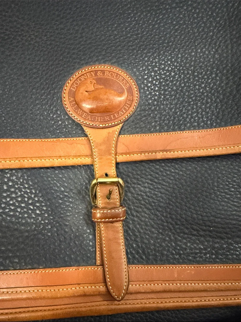 Dooney & Bourke Black and Tan Leather Briefcase Messenger